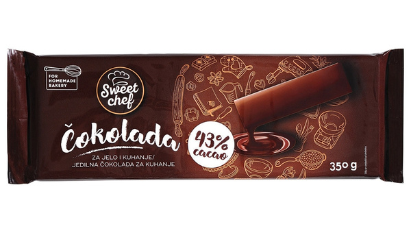 SWEET CHEF ČOKOLADA ZA KUHANJE 43% 350 G