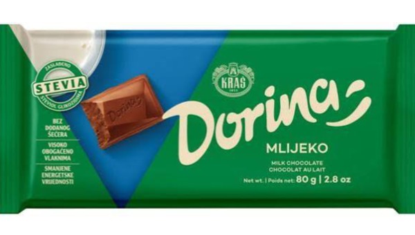 KRAŠ ČOKOLADA DORINA MLIJEČNA BEZ ŠEĆERA 80 G