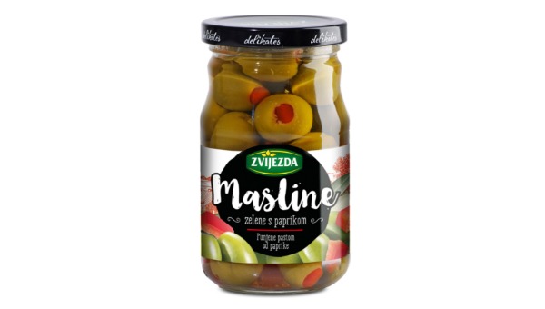 ZVIJEZDA MASLINE ZEL SA PAPRIKOM 700 ML ZVI