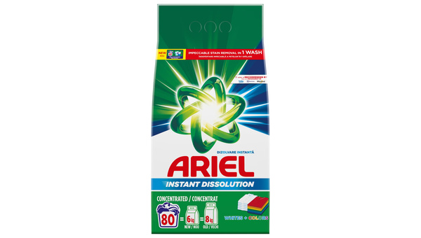 ARIEL DETERDŽENT ZA RUBLJE PRAŠAK WHITE & COLOR 6 KG 80 PRANJA