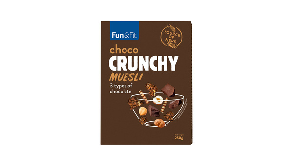 GRANOLA CRUNCHY 3 VRSTE ČOKOLADE 250 G FUN & FIT