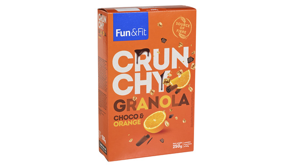 GRANOLA CRUNCHY CHOCO NARANČA 250 G FUN & FIT