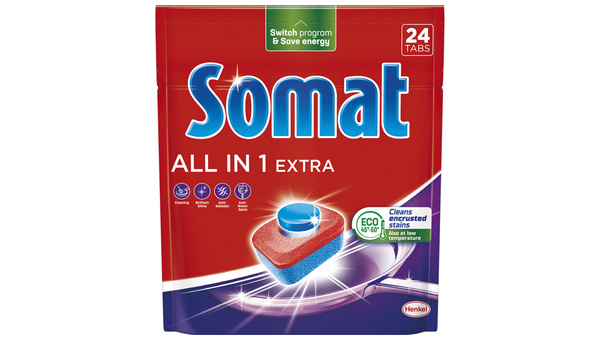 SOMAT ALL IN ONE EXTRA TABLETE ZA STROJNO PRANJE POSUĐA 24 TABLETE
