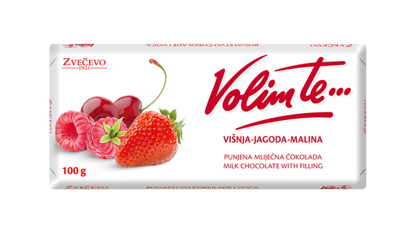 ZVEČEVO ČOKOLADA VOLIM TE ŠUMSKO VOĆE 253 G