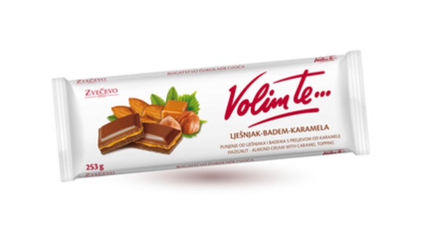 ZVEČEVO ČOKOLADA VOLIM TE LJEŠNIK BADEM KARAMEL 253 G